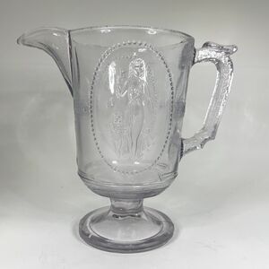 Vtg Cupid Venus Water Pitcher EAPG Richards Hartley Glass 1875 Antique Shabby